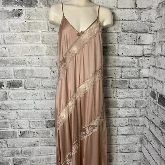 Vintage Y2K 90s Satin Sheer Lace Long Maxi Lingerie Slip Dress Nightgown - Picture 16 of 16